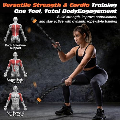 Portable Ropeless Battle Ropes, Adjustable Cordless Battle Ropes with Dual Weight Rings & Resistance Springs for Home Gym Workout, Weighted Low-Impact HIIT Exercise Equipment for Men & Women