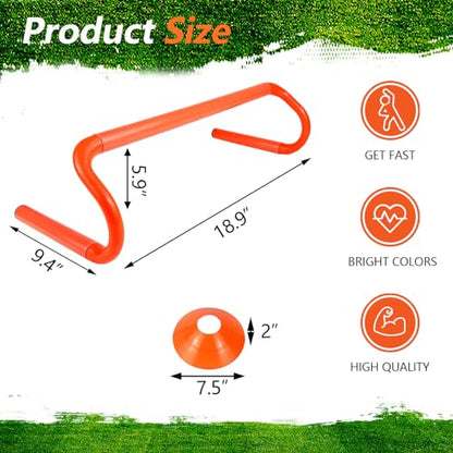 10 Pcs 6" Speed Agility Training Hurdles with 6 Marker Cone Durable Training Hurdle Agility Plyometric All Purpose Speed Hurdle Equipment for Athletes Soccer Basketball Football Practice