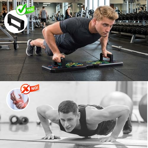 Push Up Board, Foldable Push Up Bar with Resistance Bands, Portable Home Gym Workout Equipment, Multi-Functional Pushup Stands for Full Body Strength Training & Chest Muscle Exercise