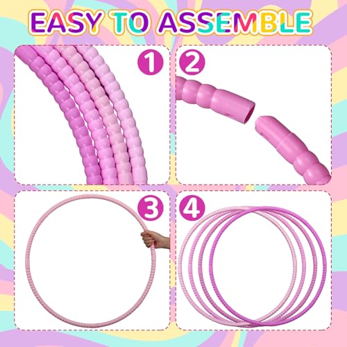 Syhood 12 Pcs Hoops for Kids Plastic, Gradient Pink - color: Gradient Pink