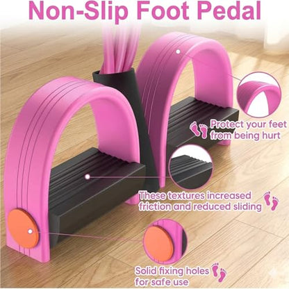 Pedal Resistance Band with Handles, Pink, Upgraded 6-Tube | Pedal Puller for Home Workouts, Full-Body, Core Strength, Arm Training and Leg Exercises