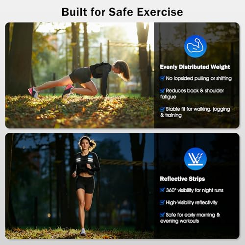 Adjustable Washable Weighted Vest for Women 1.3–13.3 lbs, Open Back for Breathable Cool Comfort, 12 Removable Lightweight Weight Packs, Ideal for Beginners Walking, Yoga, Gym Strength Training