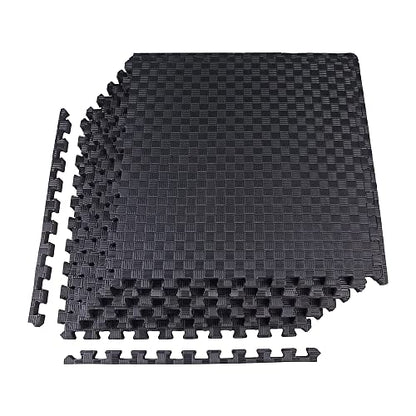 BalanceFrom Puzzle Exercise Mat with EVA Foam Interlocking Tiles for MMA – Exercise – One Inch Thick, 24 Square Feet – Black - color: Black, style: One Inch Thick, 24 Square Feet