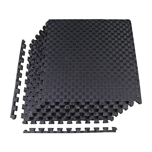 BalanceFrom Puzzle Exercise Mat with EVA Foam Interlocking Tiles for MMA – Exercise – One Inch Thick, 24 Square Feet – Black - color: Black, style: One Inch Thick, 24 Square Feet