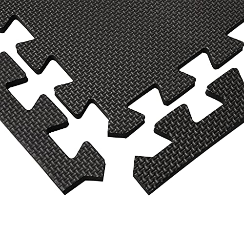 16 Tiles Interlocking Foam Mat Floor Tiles, 12" x 12" EVA Foam Puzzle Mat with Borders, 0.4" Thick Soft Protective Exercise Padding Mats for Fitness, Play, Gym, Black and Cream White