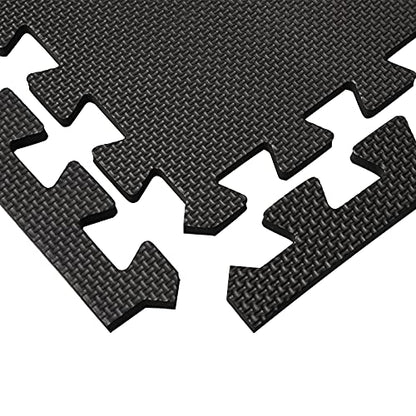 16 Tiles Interlocking Foam Mat Floor Tiles, 12" x 12" EVA Foam Puzzle Mat with Borders, 0.4" Thick Soft Protective Exercise Padding Mats for Fitness, Play, Gym, Black and Cream White