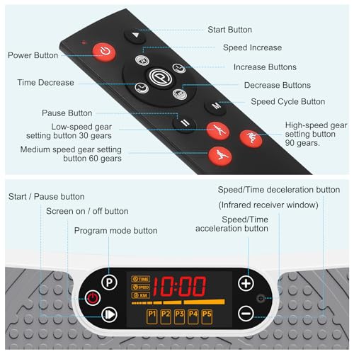 SoftGym Waver Vibration Plate Exercise Machine for Lymphatic Drainage Weight Loss,120 Speed Levels Vibrating Platform with Resistance Bands,Full-Body Workout Equipment for Muscle Activation - style: Slim- Grey White