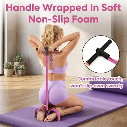 Pedal Resistance Band with Handles, Pink, Upgraded 6-Tube | Pedal Puller for Home Workouts, Full-Body, Core Strength, Arm Training and Leg Exercises