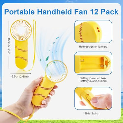 24 Pcs Softball Team Gifts Set, Includes 12 Pcs Softball Cooling Towels and 12 Portable Fans, 40"x12" Workout Sport Towels Mini Handheld Fan for Sport Party Favors (Battery Not Include)
