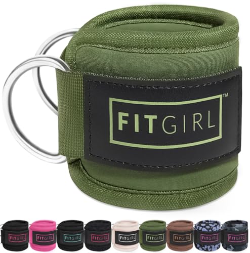Ankle Strap for Cable Machine – Premium Padding and Comfort for Cable Exercise Machines, Cable Exercise Attachment for Home & Gym, Glute Workouts - Kickbacks, Leg Extensions, Hip Abductors - color: Olive Green - Single