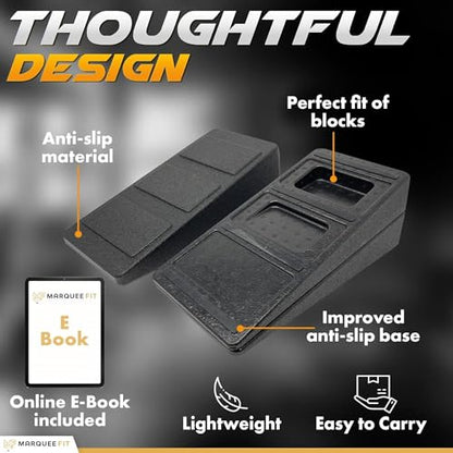 3-Piece Slant Board Calf Stretcher Set, EPP Foam Squat Wedge for Calf Stretching, Foot Stretcher & Ankle Mobility Board with Anti-Slip Base for Home Training