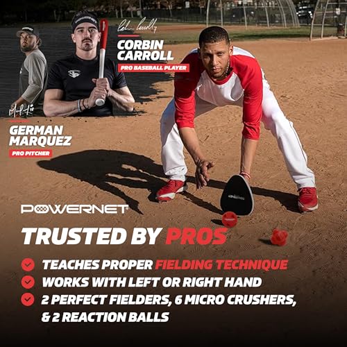 PowerNet Perfect Fielder Sets, Soft Hands Softball Baseball Training Equipment, Improve Transition Time from Glove to Hand, Perfect Fielder Mitt 2-PK, Micro Crushers, Reaction Balls, Foam Tech Balls