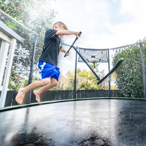 JumpFlex Trampoline Trick Scooter with Non-Slip HandleBar Grips, Black - Safe & Lightweight Foam Base Accessory for Outdoor Trampolines