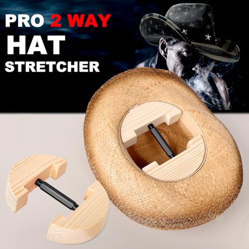 Hat Stretcher for Fitted Hats, Cowboy Hat Stretcher Fitted Hat 7 to 8 1/2, Adjustable Wooden Hat Jack Stretcher Fits All Caps - color: Black