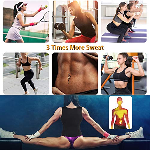 GAODI Women Waist Trainer Vest Slim Corset Neoprene Sauna Tank Top Zipper Workout Body Shaper Shirt (2XL, Black Sauna Vest)
