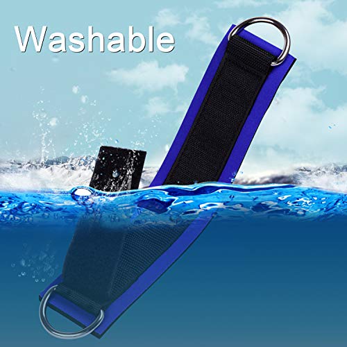 1 Pair of Fitness Ankle Straps for Cable Machine - Double D-Ring, Adjustable Comfort fit Neoprene - for Men and Women - color: Blue