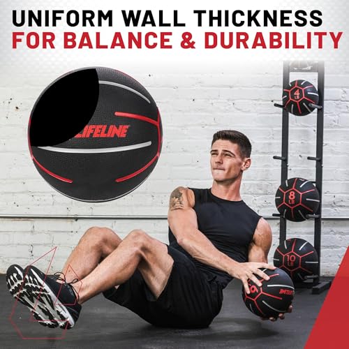 Lifeline Fitness Medicine Ball - Total Body Strength and Stability Training - Non-Slip, Light Bounce - Textured Surface - Durable - Home Gym Exercise Equipment - style: 4LB