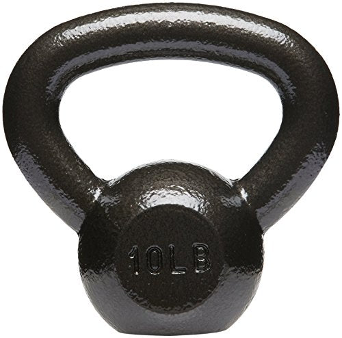 Amazon Basics Cast Iron Kettlebell for Strength Training, Textured Wide Handle, Black