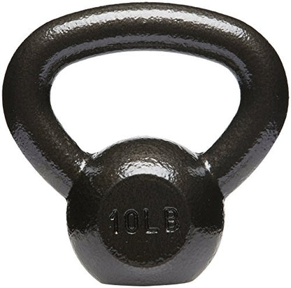 Amazon Basics Cast Iron Kettlebell for Strength Training, Textured Wide Handle, Black