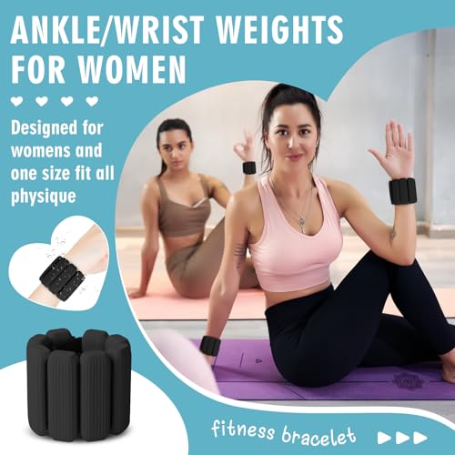Wrist Weights, Adjustable Wrist Ankle Weights for Women and Men (1 lb Each), 2Pack Wearable Silicone Bracelets Suitable for Walking, Yoga, and Gym, Arm & Leg Workout, 2lb - color: Black