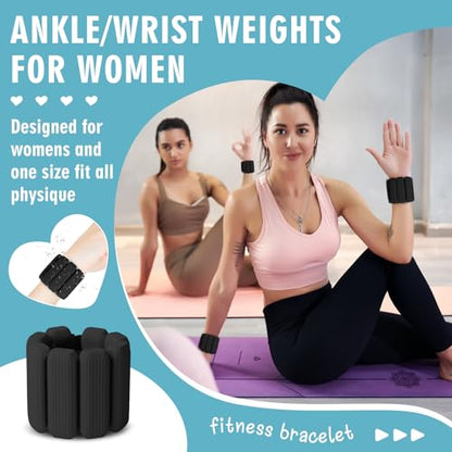 Wrist Weights, Adjustable Wrist Ankle Weights for Women and Men (1 lb Each), 2Pack Wearable Silicone Bracelets Suitable for Walking, Yoga, and Gym, Arm & Leg Workout, 2lb - color: Black