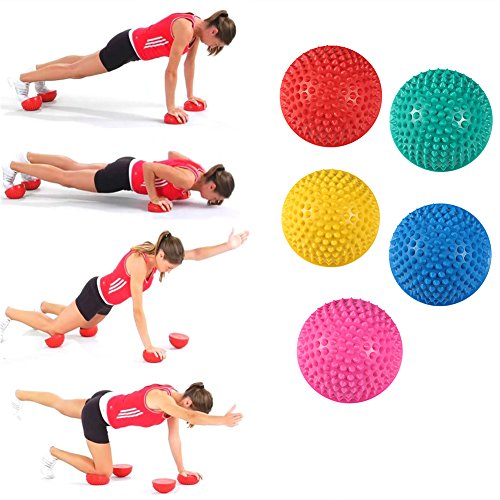 Hedgehog Balance Pods, Foot Massage Half Ball Balance Pods Spiky, Half Spiky Fitness Domes for Kids Adults Sports, Foot Massage, Stability Training(red)