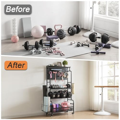 Lauren&Harold 56'' Taller Home Gym Storage Organizer with Hanging Board