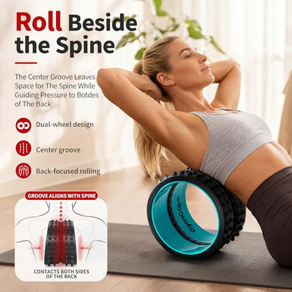 GymCope Back Roller for Back Pain Reliefn & Stretching, Deep Tissue Massage Roller Supports Up to 530 lbs / 240 kg, 5.5''-7.5'' Curved Foam Roller for Home Physical Stretching (Blue, Medium) - size: Medium