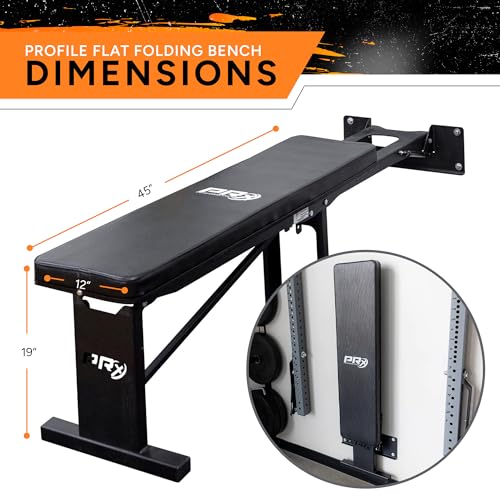 PRx Performance Folding Wall Mounted Flat Weight Bench - Home Gym Equipment, Space-Saving Workout Bench, Full Body Exercise, Weightlifting, Bench Press Seat, Ideal For Gym Enthusiasts - Black