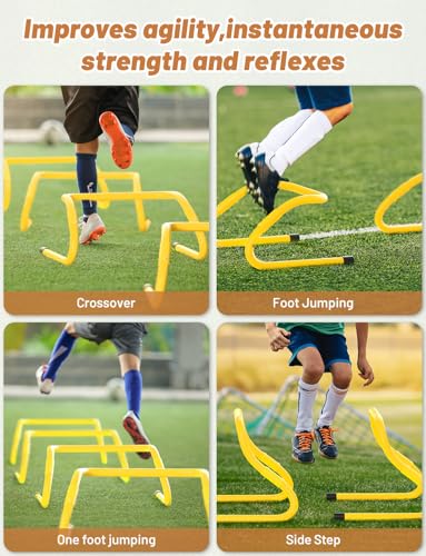 GHB Agility Hurdles 5/6 Pack Foldable Speed Agility Training Hurdles Adjustable Sturdy Hurdles Training Equipment Set with Carry Bag for Amateur, Athletes, Soccer, Basketball - style: 5 Pack Adjustable 8.3"&12.6"