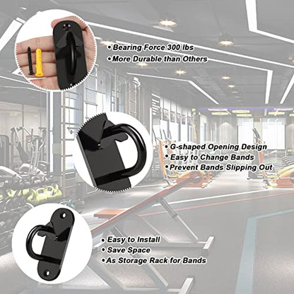 Resistance Band Wall Anchors, Space Saving Wall Mount Clips, Wall Mount Workout Anchors for Resistance Bands, for Strength Training, Fitness, and Physical Therapy Exercise