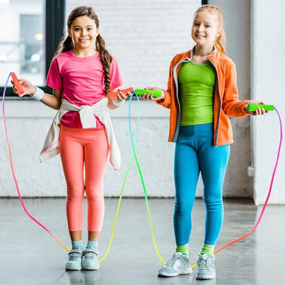 6 Pack Kids Jump Rope, Colorful Gradient Nylon Skipping Ropes for Children, 7.55FT Adjustable Length, Plastic Handles, Lightweight Jumping Ropes for Schools, Events, and Family Fun