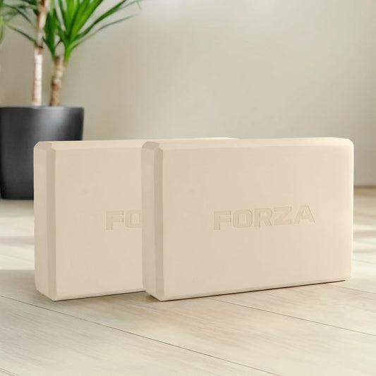 FORZA Yoga Block – High-Density EVA Foam Yoga & Pilates Support Block, Lightweight, Non-Slip, Comfort-Edged Prop for Balance, Flexibility, Mobility & Rehabilitation - color: Beige