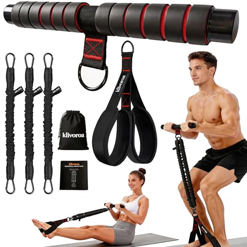 Foot Pedal Resistance Band with Handle, Adjustable 30-90lbs, 3 Tube Sit Up Exercise Equipment for Women, Home Workout for Abs, Core, Legs & Arms