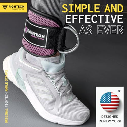 FIGHTECH Ankle Straps Cable Machine Attachment for Gym - Cable Kickback Ankle Straps - Padded Ankle Cuffs for Glute Kickbacks and Leg Workouts - color: Classic Lavender