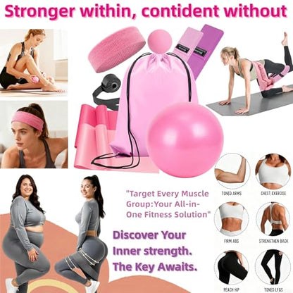 Women Glute Workout Equipment, Hip Thrust Belt for Weights, Booty Bands Exercise Bands Pilates Ball, Glute Workout at Home Pilates Exercise Equipment Kit for Home Gym Fitness Accessories
