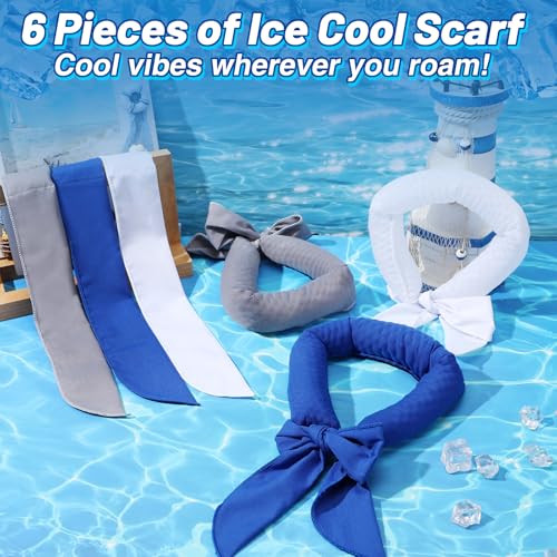 6 Packs Cooling Neck Wraps with Ice Polymer for Hot Weather - Long Lasting Cooling Towels, Neck Cooler for Women Men Summer Heat Sports Camping Working Outdoor