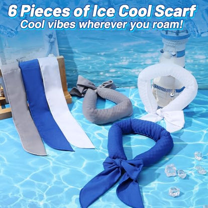 6 Packs Cooling Neck Wraps with Ice Polymer for Hot Weather - Long Lasting Cooling Towels, Neck Cooler for Women Men Summer Heat Sports Camping Working Outdoor