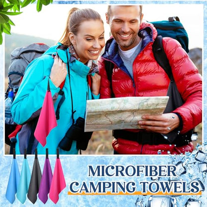 SmoothNovelty 10 Pcs Quick Dry Microfiber Camping Towels 25x32 cm, 5 Colors - color: 5 Colors