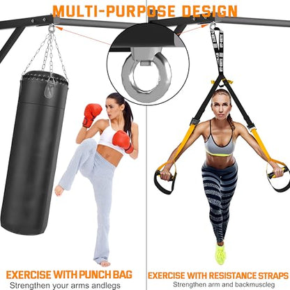 Pull Up Bar Wall Mounted, Heavy Duty 650 lbs Capacity Chin Up Bar, 48" Multi-Grip Strength Training Pull-up Bars, for Home Gym Garage/Backyard Total Body Workout, Ease Of Use Mounting - color: Black