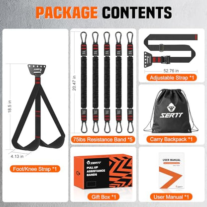 Adjustable Pull Up Assistance Band, Heavy Duty Assisted Pull Up Bands Support 375lbs, Upgrade Pull Up Bar Resistance Band for Assist Pullup Home Gym Strength Training