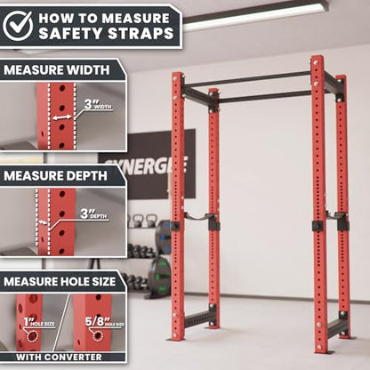 Synergee Safety Straps – Fits 2x2 2x3 3x3 Racks 750 lb - color: e) 3x3 x 23"