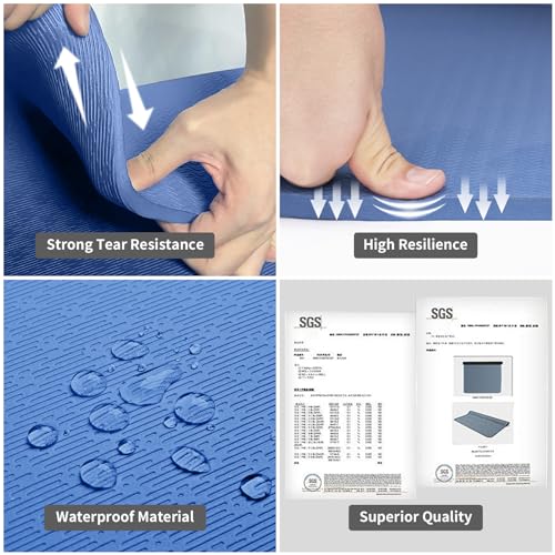 Hatha Yoga Extra Long TPE Yoga Mat 79" x 40" x 1/2" Thick Non-slip Exercise Mat for Home Gym Use, Yoga, Pilates, Fitness & Workouts - color: Blue