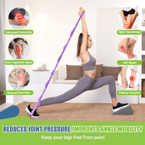 ODCPN Squat Wedge Block, 5 Adjustable Angles Slant Board for Calf Stretching with Stretching Strap & Poster, 520 LBS Heel Elevated Squat Wedge Capacity for Yoga, Ankle Physical Therapy & Mobility - color: Gray