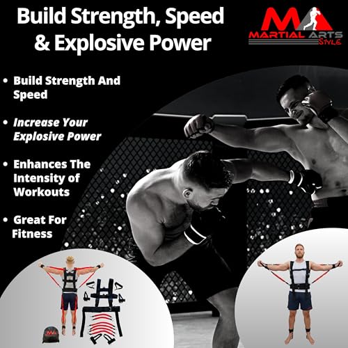 Ultimate Full Body Boxing Resistance Bands Vest for MMA Martial Arts Training at Home for Punches/Kicks, 230lbs Exercise Bands Fitness Workout to Enhance Explosive Power/Speed/Agility