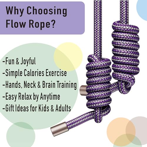 Flow Rope Exercise Jump Rope – 1.5lb Weighted Flow Jump Rope for Cardio, Boxing, HIIT & Upper Body Fitness – Adjustable Double Woven Workout Rope for Women, Beginners – Indoor & Outdoor Use