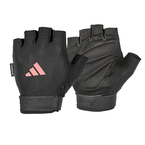 adidas Essential Training & Weightlifting Gloves, Fingerless Workout Gloves - color: Pink, size: Small