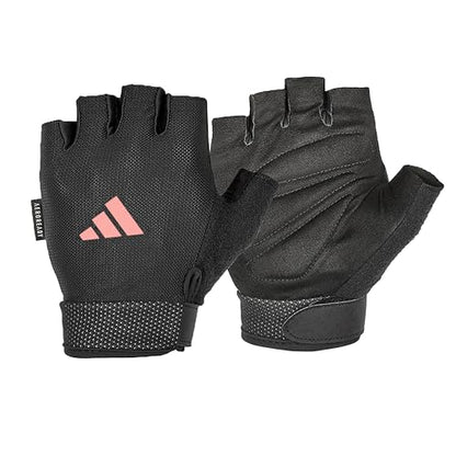 adidas Essential Training & Weightlifting Gloves, Fingerless Workout Gloves - color: Pink, size: Medium