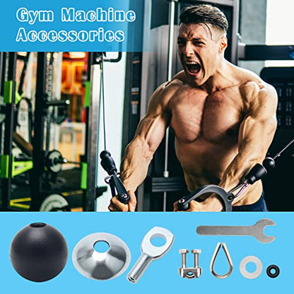 17Pcs Cable Attachments for Gym, Solid Rope Attachment for 5mm Fitness Pulley Machine Gym Equipment for Home Gym Cable Replacement Parts Rope (17)
