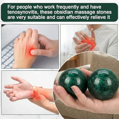 Hand Exercise Balls Set of 2, Chinese Stress Relief Baoding Balls with Leather Pouch - color: Green